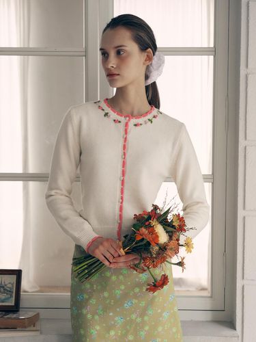 Hand Rose Embroidery Cardigan - ROLAROLA - Modalova