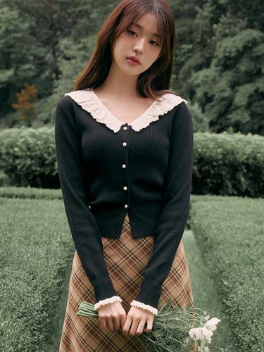 Frill Collar Cardigan - Black - ROLAROLA - Modalova