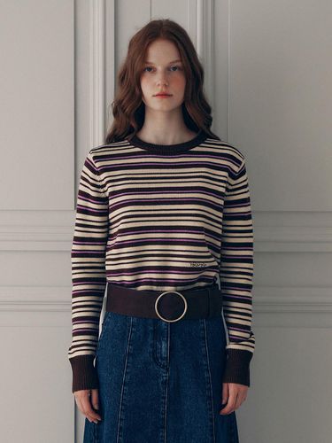 Stripe Round Neck Knit - Brown - ROLAROLA - Modalova