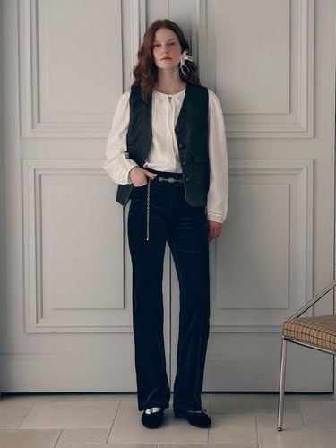 Velvet Bootcut Pants - Navy - ROLAROLA - Modalova