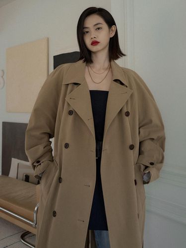 Oversized Cotton Trench Coat - overdueflair - Modalova