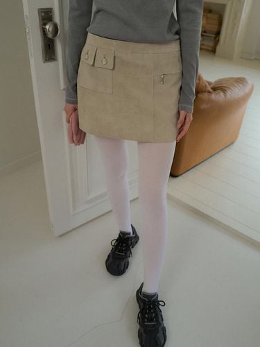 Suede Mini Skirt - Ash Gray - overdueflair - Modalova