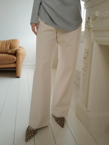 Straight Cotton Pants - Ecru - overdueflair - Modalova