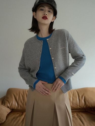 Wool Cardigan - Melange Gray - overdueflair - Modalova