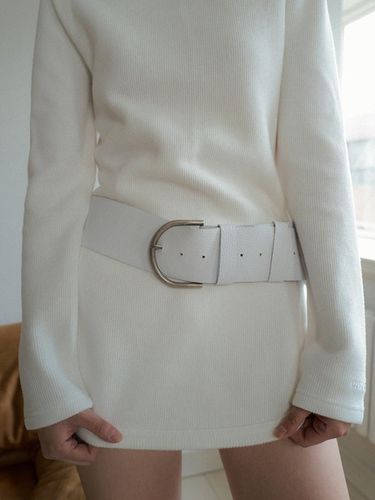 LEATHER WIDE BELT_WHITE - overdueflair - Modalova