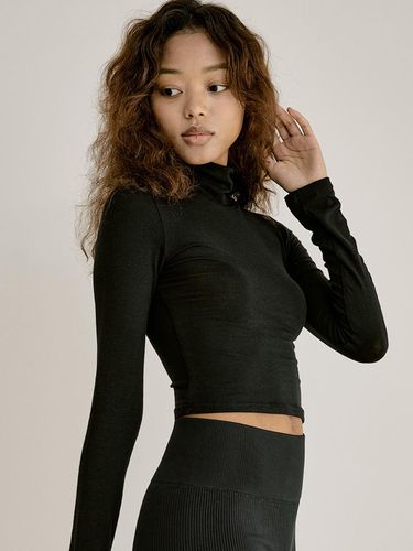 Turtleneck Cropped See-Through Long-Sleeve T-Shirt - HUGDAY - Modalova