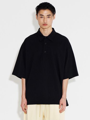 Oversized Pintuck Collar T-shirt M_Black - NUAKLE - Modalova