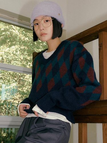 OSON CLASSIC ARGYLE KNIT - NAVY - REORG - Modalova