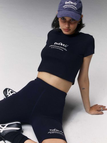 Rainbow Logo Crop T-Shirt - Navy - BEDEVIL - Modalova