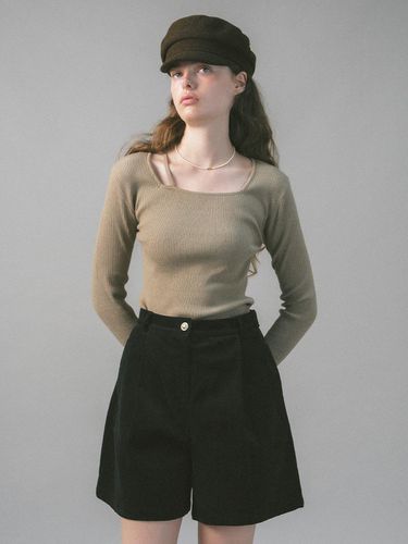 U Corduroy Gold Button Shorts_Black - ANEDIT - Modalova