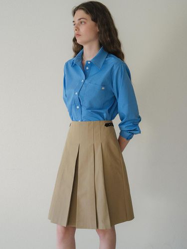 U Pleats Leather Detail Skirt_2colors - ANEDIT - Modalova