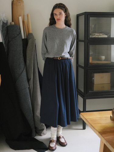 U Shirring Long Skirt_Navy - ANEDIT - Modalova