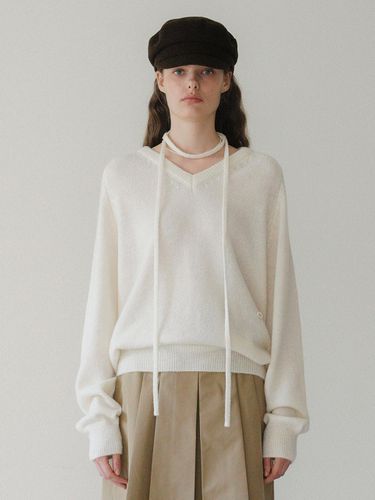 U String Wool V Neck Pullover_Beige - ANEDIT - Modalova