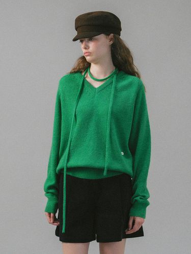 U String Wool V Neck Pullover_Green - ANEDIT - Modalova