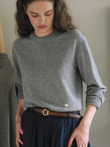 U Wool Stitch Point Crew Neck Pullover_Cloud Gray - ANEDIT - Modalova