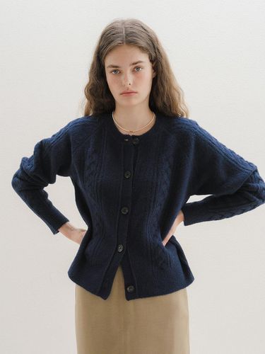 U Bokashi Wool Cable Cardigan_Dark Night - ANEDIT - Modalova