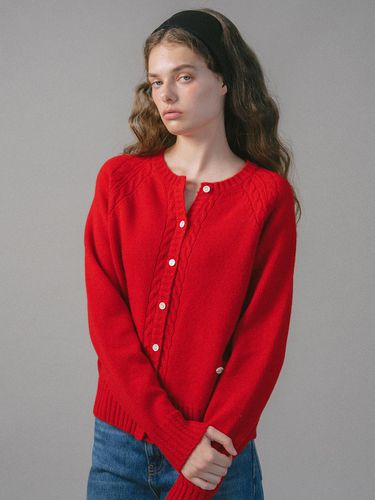 U Merino Wool Cable Cadigan_Urban Red - ANEDIT - Modalova