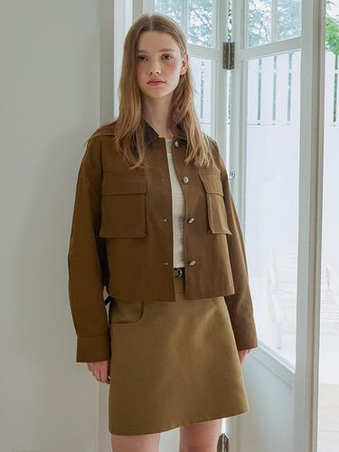 Flap Pocket Collar Colorblock Jacket - OLIVE DES OLIVE - Modalova