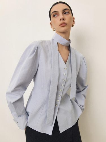 Cotton Tie Blouse_BLUE - ARTID - Modalova