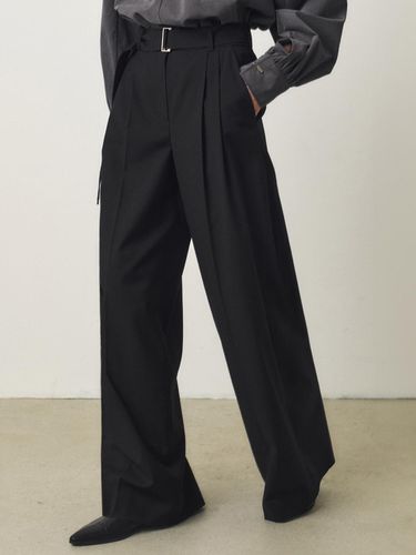 Belted wide slacks_BLACK - ARTID - Modalova