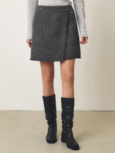 Fringe Point Tweed Set-up Skirt_GREY - ARTID - Modalova