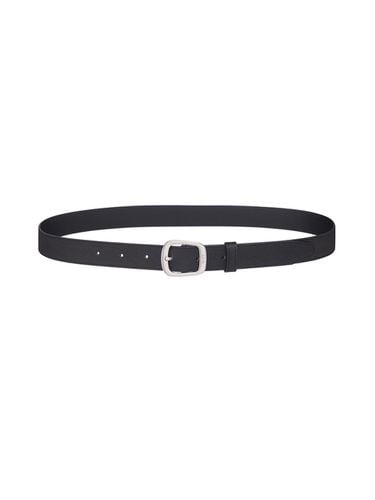 Leather Middle Buckle Belt in Black - RAIVE - Modalova