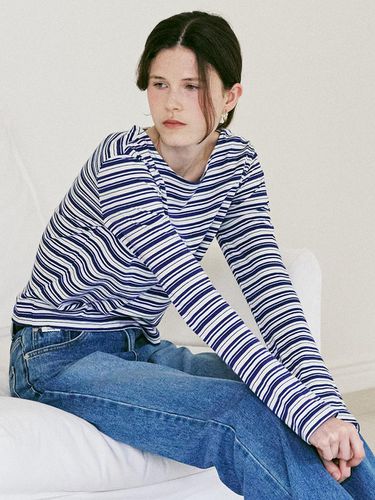 A STRIPE LONG SLEEVE T-SHIRT_BLUE - AMONG - Modalova