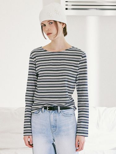 A STRIPE LONG SLEEVE T-SHIRT_NAVY - AMONG - Modalova