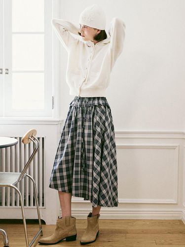 A UNBALANCE FRILL CHECK SKIRT_BLUE - AMONG - Modalova