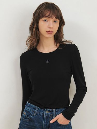 Wool Tencel U-neck T-shirt_BLACK - CITYBREEZE - Modalova