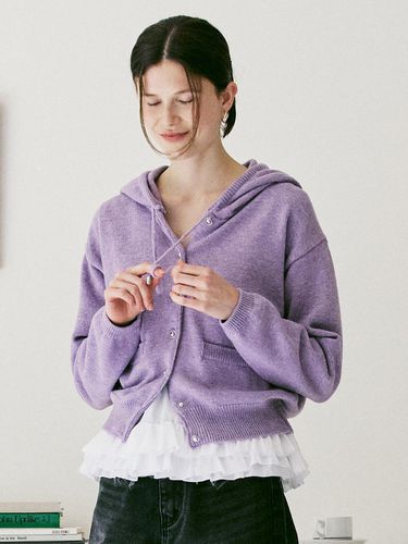 A HOODED KNIT CARDIGAN_PURPLE - AMONG - Modalova