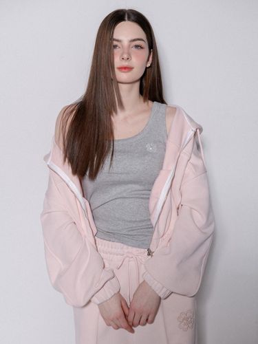 CLOVER CROP TWO-WAY HOODIE ZIPUP_PINK - mars en avril - Modalova