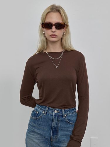 Slim silk t-shirt_brown - NUAKLE - Modalova