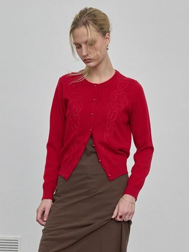 Needlework wool cardigan_red - NUAKLE - Modalova