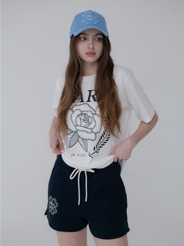 CLOVER SWEAT SHORTS_NAVY WHITE - mars en avril - Modalova