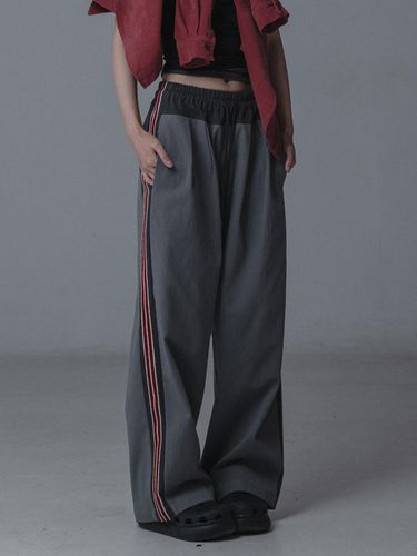 COTTON TAPING WIDE PANTS_GRAY - mars en avril - Modalova