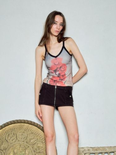 Flower Sleeveless Tank Top - Black - BEDEVIL - Modalova