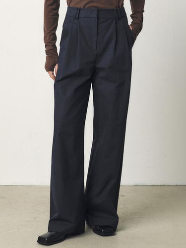 Deep Tuck Wide Cotton Pants_NAVY - ARTID - Modalova