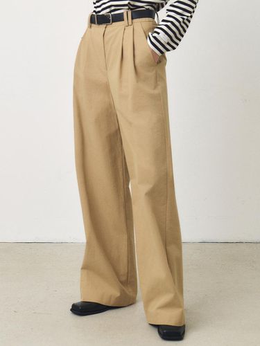 Deep Tuck Wide Cotton Pants_BEIGE - ARTID - Modalova