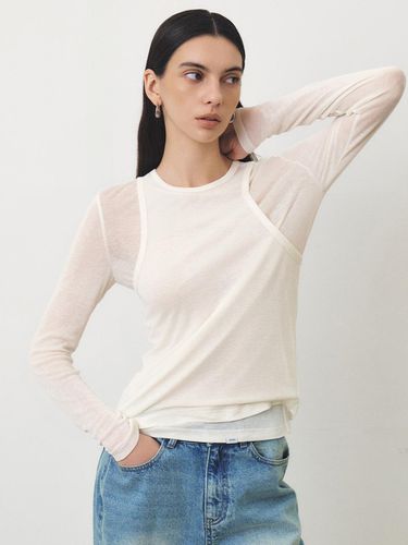 Layered Long-Sleeved T-Shirt_LIGHT BEIGE - ARTID - Modalova