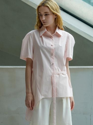 UNBALANCE DRAPED COTTON BLOUSE _ ROSE - NOIXTE - Modalova