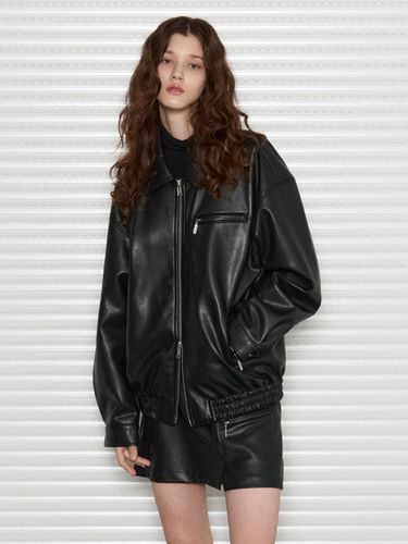 Leather oversized-fit Blouson jacket [] - leathery - Modalova