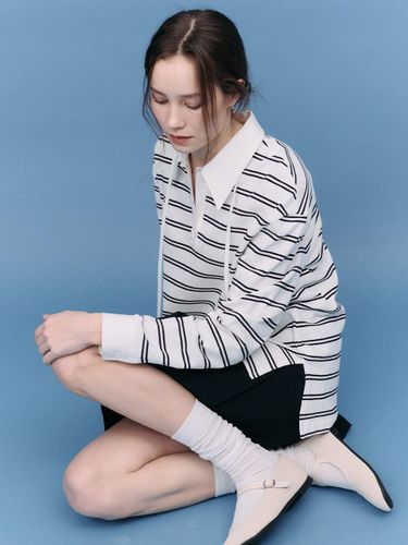 Collar String Stripe T-shirt _4color - FRONTROW - Modalova