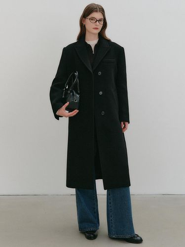 VEIN Wool Semi-Double Long Coat - LOOKAST - Modalova