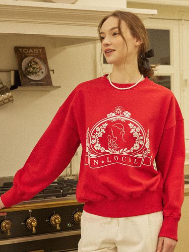 Silhouette Wreath Sweatshirt - Red - NONLOCAL - Modalova