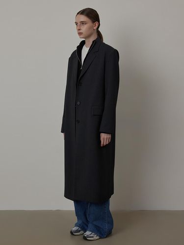 Real Long Single-breasted Wool Jacket - Q’SRB - Modalova