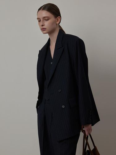 Striped Set-up Suit Double-breasted Wool Jacket - Q’SRB - Modalova