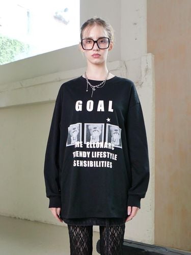 Printed Oversized Fit T-Shirt_Black - ellonarc - Modalova