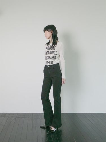 Black Slim Bootcut Pants_Black - ellonarc - Modalova