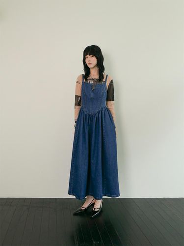 Denim Volume dress_Dark Blue - ellonarc - Modalova